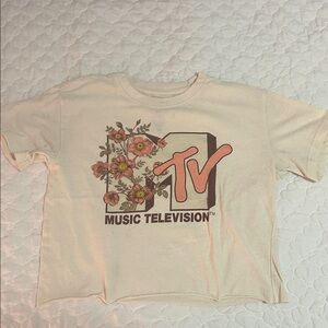 MTV Cream Cotton Blend Tee